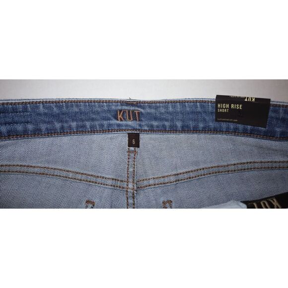 KUT From The Kloth Women's Sz 6 Blue High-Rise Distressed Denim Shorts $79 - Picture 4 of 6
